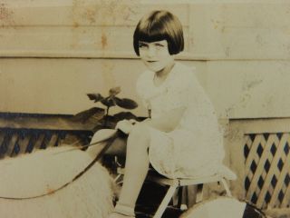 Vintage Black & White Photo Postcard Girl Riding a Sheep pulling a cart 3