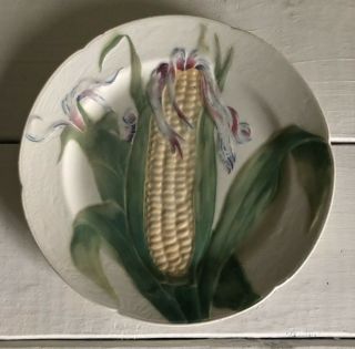 Antique French Majolica Corn Plate K&g St Clement 1892 - 1920