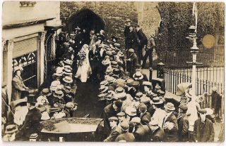 Rare Old R/p Postcard - Bride & Groom Wedding - Newport Pagnell C.  1910 By Sayle