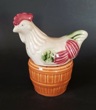 Vintage Hen Chicken On A Nest Salt And Pepper Shakers Farmhouse Decor