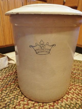 Vintage Antique Stoneware 10 Gallon Crock Large Overall 18 