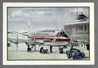 Trans Canada Airlines Tca Vickers Viscount Vintage Postcard Manufacturer Issue