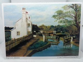 Vintage Postcard Kings Lock Aylestone Painting By J Law Lutterworth Evenings Wi