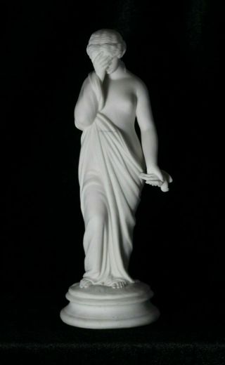 Antique Mid 19thc English Copeland ? Parian Ware Roman Nude Woman & Bird Statue