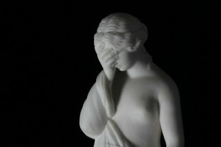 Antique Mid 19thC English Copeland ? Parian Ware Roman Nude Woman & Bird Statue 3