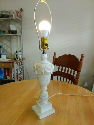 Vintage Italian Carved Alabaster/marble Table Lamp Made In Italy Sticker