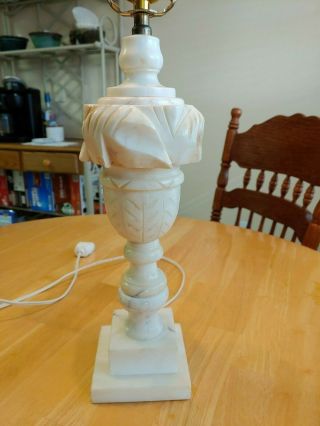 VINTAGE Italian Carved Alabaster/Marble Table Lamp Made in Italy Sticker 2