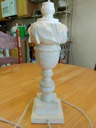 VINTAGE Italian Carved Alabaster/Marble Table Lamp Made in Italy Sticker 3
