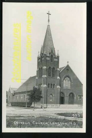 Rppc Catholic Church Langdon Nd Nw Of Grand Forks Old North Dakota Cavalier Cty