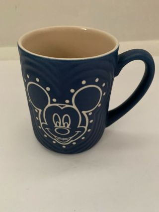Mickey Mouse Disney Parks Authentic Blue Textured Ceramic Coffee Mug Cup