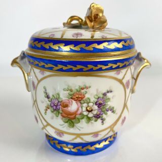Antique Sevres Style Lidded Handpainted Sugar Bowl