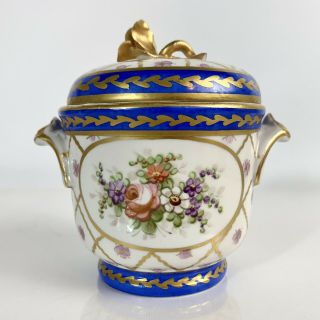 Antique Sevres Style Lidded Handpainted Sugar Bowl 2