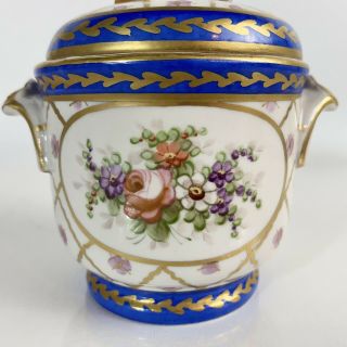 Antique Sevres Style Lidded Handpainted Sugar Bowl 3