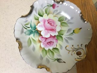 Vintage Lipper And Mann Floral Bowl With Gold Trim