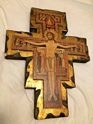Gorgeous Rare Large Vintage Carmelite Nuns Convent Wood San Damiano Crucifix