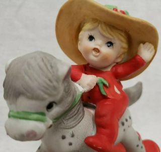 Vintage George Good Figurine Boy On Rocking Horse By Eve Rockwell Holiday Theme