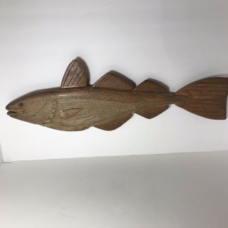 Vintage Large Hand Carved Hand Painted Wood Folk Art Fish 25” x 10” 2