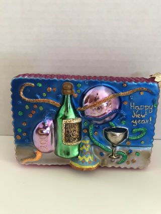 C Radko 2000 Millennium Happy Year 5 " X 3 " Postcard Holiday Glass Ornament