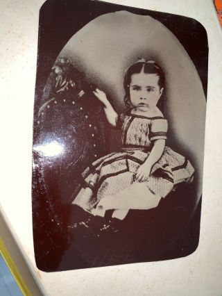 Antique Young Girl Tin Type Folk Art Photo,  Later Dated Frame