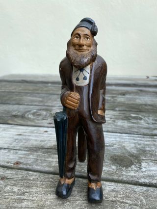 Antique Carved Painted Wood Figural Man Nutcracker