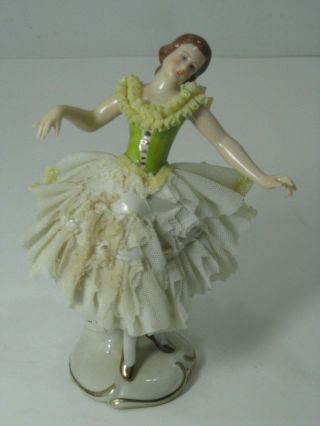 5 " Vintage Dresden Germany Porcelain Lace Ballet Dancer Figure Figurine
