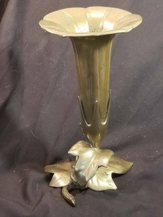 Antique Art Nouveau Brass Tulip Vase C.  1890 - 1910