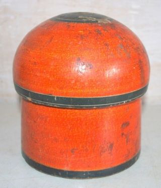 Antique Rare Hand Crafted Lacquer Painted Kum Kum Powder 7  Big Tika Box