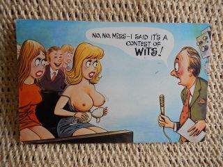 New: Old Stock,  Bamforth Saucy Postcard,  " Contest Of Wits " No,  249,  Fc,  1970s