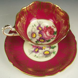 Paragon Roses Floral Red Gold Gilt Tea Cup & Saucer Teacup