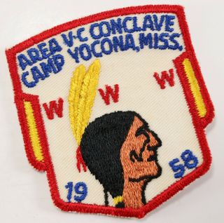 Vtg 1958 Area Vc Conclave Camp Yocona Oa Order Arrow Www Boy Scout Camp Patch