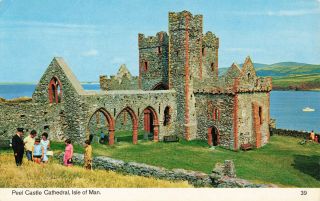 Peel Castle Cathedral,  Isle Of Man,  Rare Vintage Postcard Unposted (june 1980).