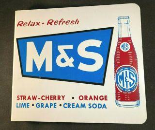 Vintage RELAX - REFRESH M&S SODA FLANGE STOUT SIGN Rare Old Advertising 2