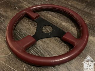 Momo 355mm Maroon/burgundy Leather Steering Wheel Nardi Personal Rare Vintage