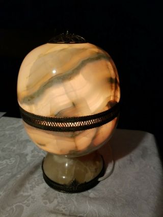 Vintage Antique Thick Alabaster Or Marble Lamp Globe