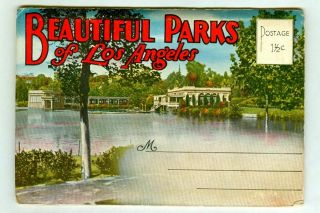 Vintage Parks Of Los Angeles California Souvenir Postcard Folder