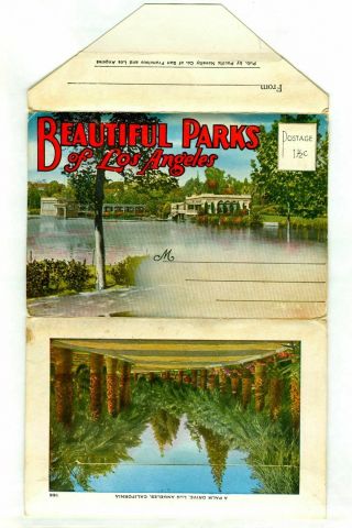 Vintage PARKS of LOS ANGELES California Souvenir Postcard Folder 3