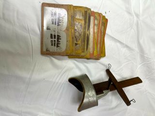 Antique Stereoscope 3d Stereo Viewer W/40 Stereo View Picture Cards