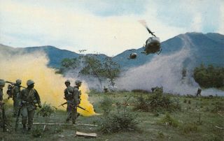 Vietnam War Era,  Huey Helicopters,  Smoke Grenades Mark The Spot,  Old Postcard