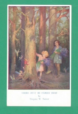 Vintage Margaret Tarrant Fantasy Art Postcard Girls Flowers Forest Fairies