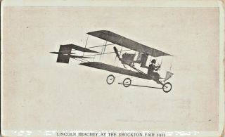Vintage Postcard.  Lincoln Beachey - Curtiss Stunt Pilot 1911 Record 11,  578 Ft.
