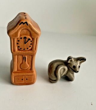 Vintage Mouse With Clock Salt And Pepper Shakers
