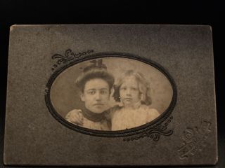 Antique Cabinet Card Photo Girl And Mother Shawnee O.  T.  Oklahoma Territory