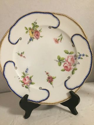 Antique Sevres Porcelain Plate Cabinet/ Hand Painted/ France C.  1890/ 2 L Mark