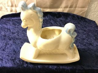 Vintage Royal Haeger Planter - Baby Blue & White Rocking Horse Pony Usa 323