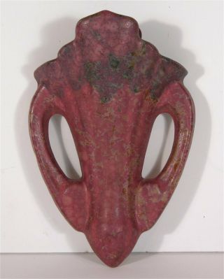 Ca1926 Roseville Pottery Carnelian Ii Pattern Wall Pocket Mottled Red