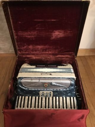 Vintage Monarch Key Accordion Made In Italy W/ Hardshell Case