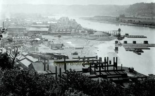 1900s Pittsburgh Pa Steel Valley River Front Steel Glass Photo Negative 3