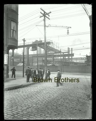 1900s Pittsburgh PA Homestead Steel Construction Workers Glass Photo Negative 2 2