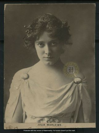 Vintage Actress: Julia Marlowe Cabinet Card Photograph C.  1890s