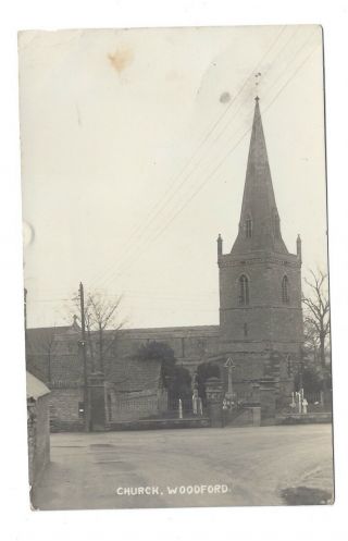 Vintage Rp Postcard St Mary The Virgin Church,  Woodford,  Northamptonshire.